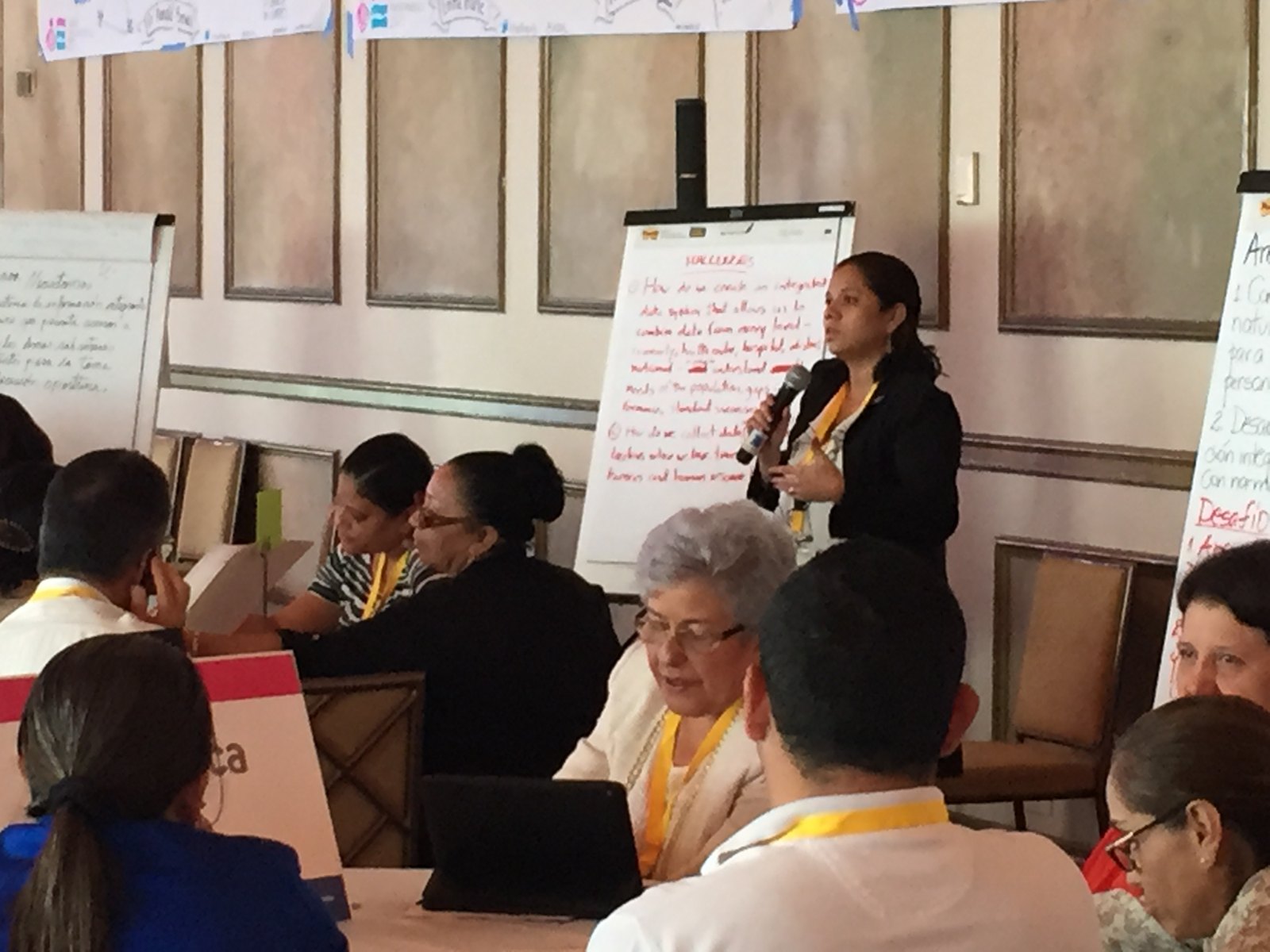 A leader sharing a story at a convening in Panama.
